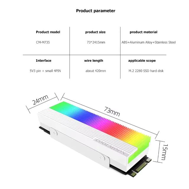 DISSIPADOR DE CALOR PARA SSD NVMe COM ARGB 5V (3 PINOS) - PERFORMANCE + ESTILO GAMER - Foto 6