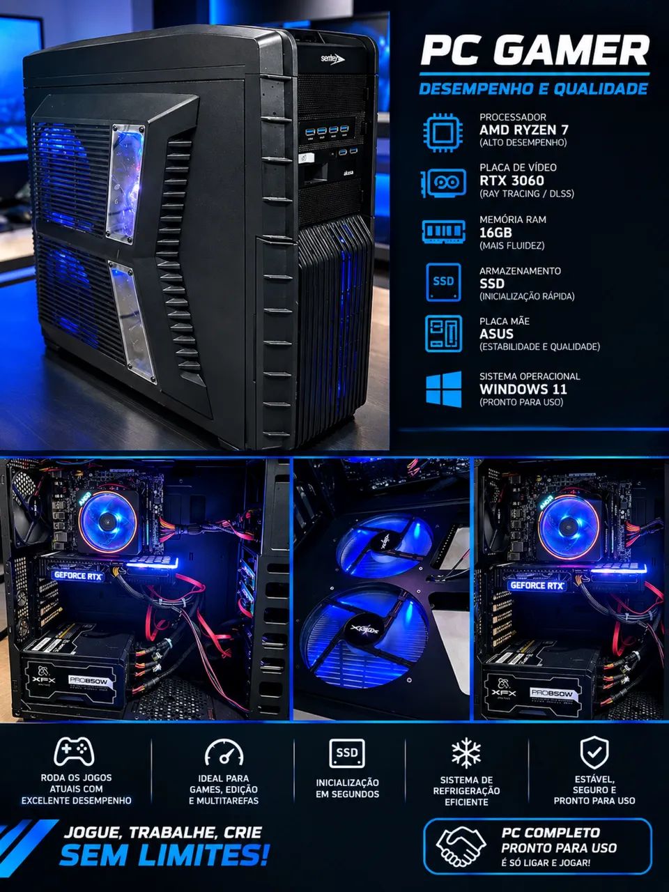 PC GAMER COMPLETO - RTX 3060 Ti + RYZEN 7 3700X