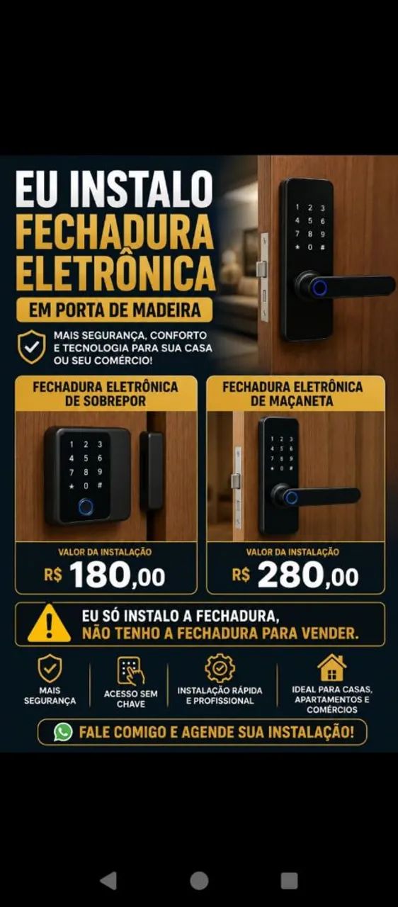 Instalo fechadura eletronica
