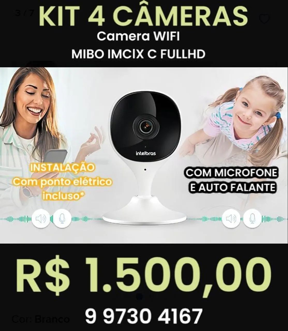 Kit Cam Wi-Fi Microfone - Intelbras Full HD com instalação 