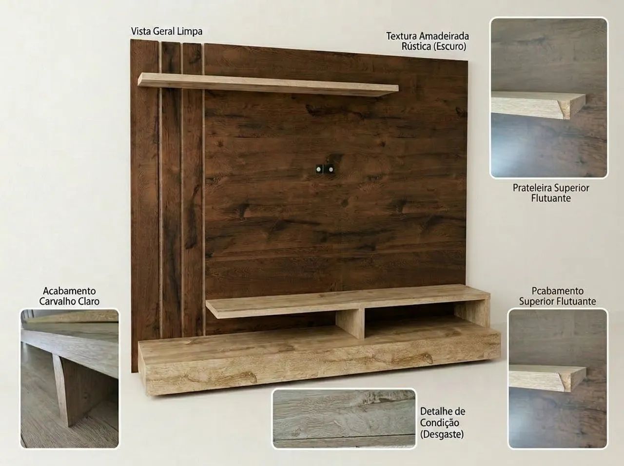 Painel Home modelo Londres da marca Permóbili, para TVs de até 60 polegadas