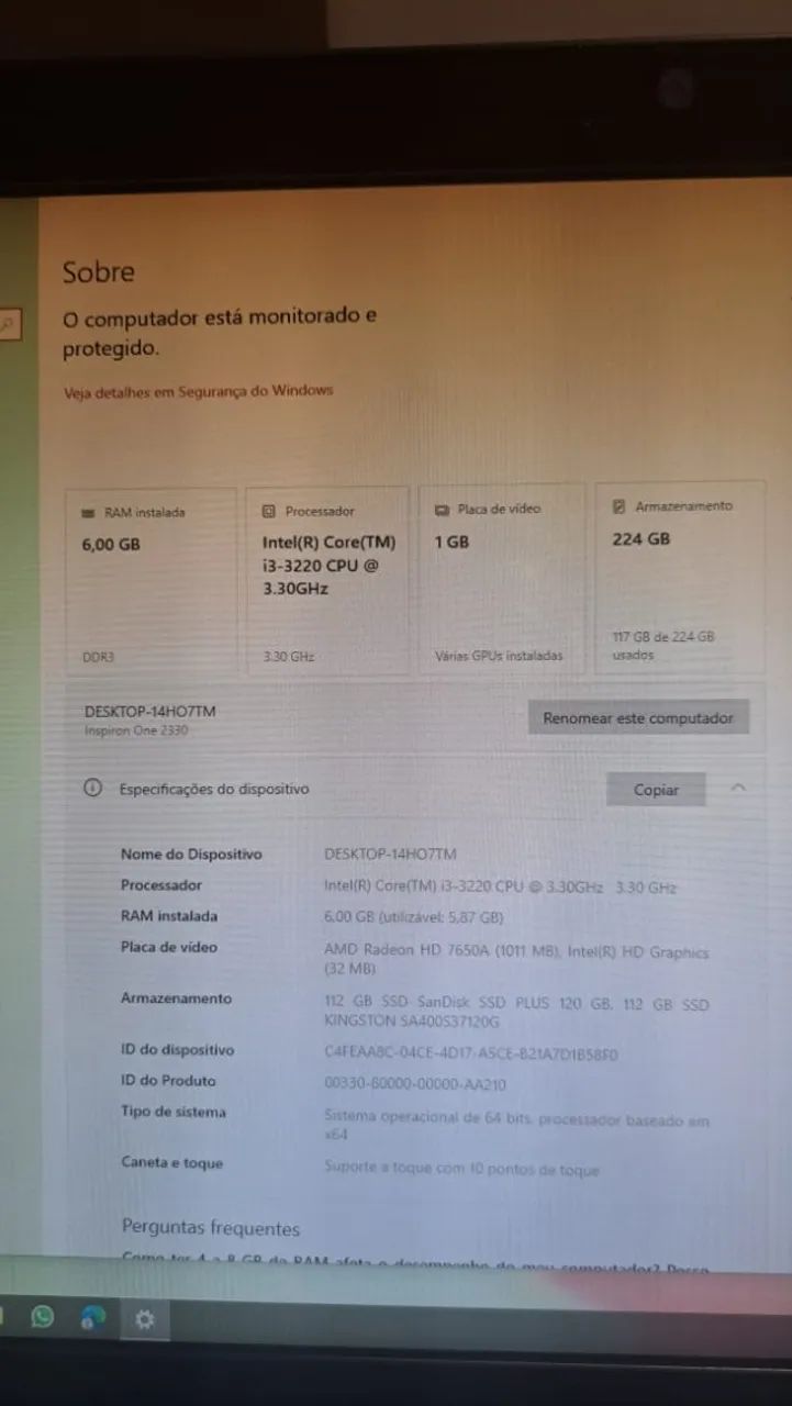 PC all in one completo, funcionando 100% (Com ssd) - Foto 2