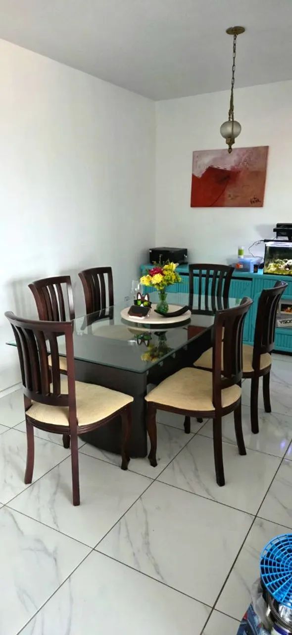 Mesa de jantar 6 cadeiras tampo de vidro  - Foto 2