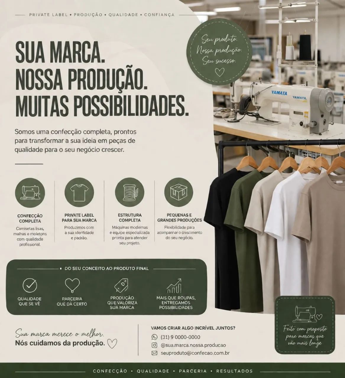 Produção de camisas para marcas e lojas