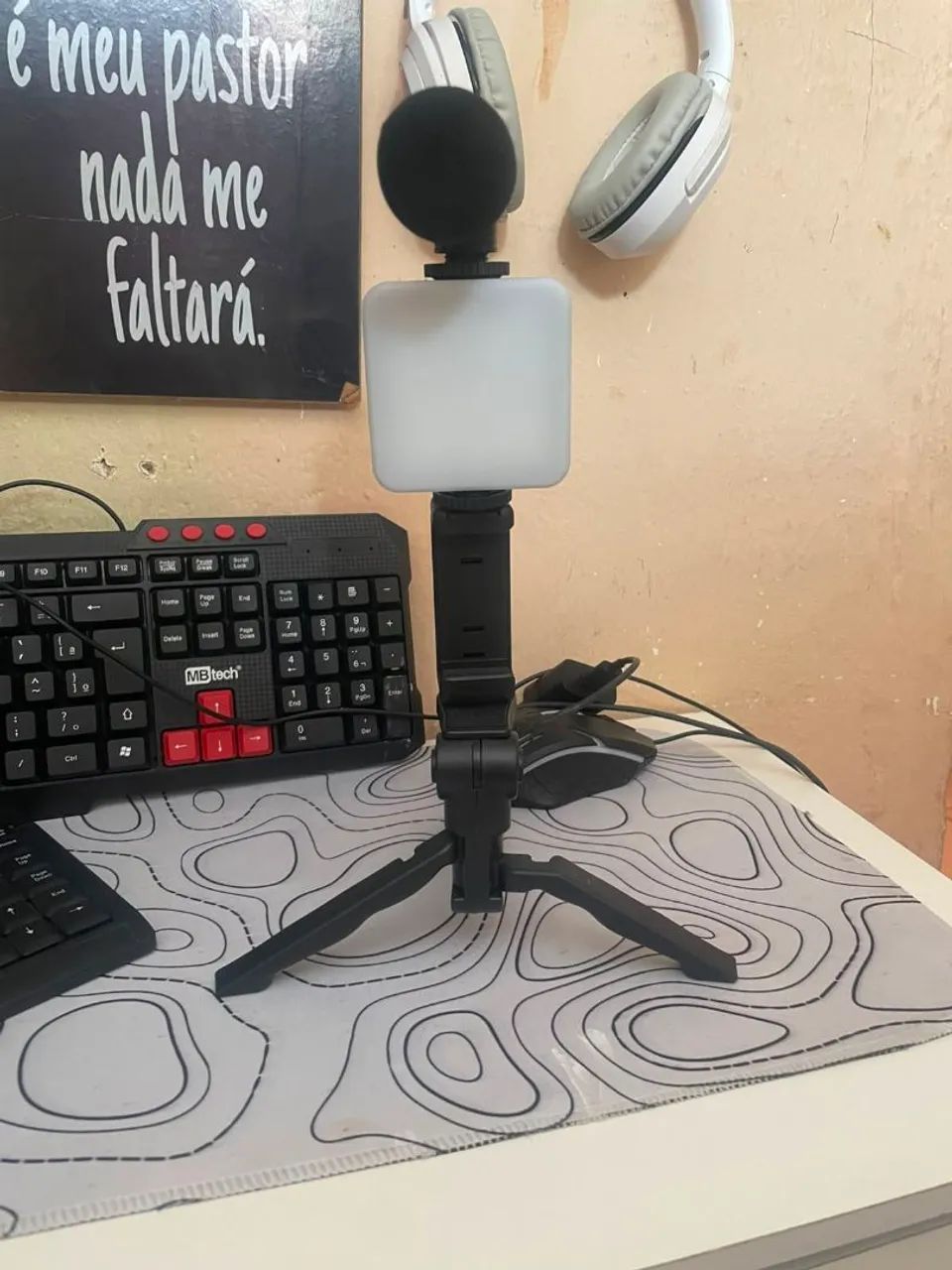 Bastão de gravar com ring light e microfone inclusos