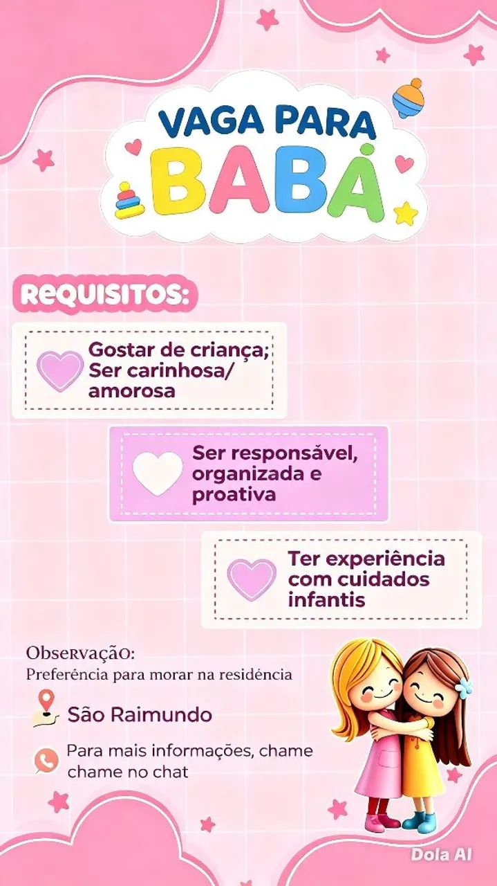 Vaga para babá 