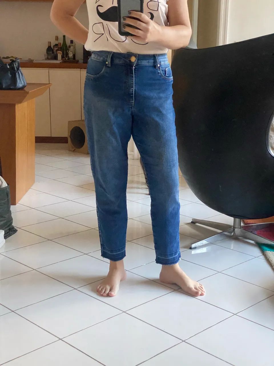 Calça jeans denim 44 reta cintura alta - Foto 2