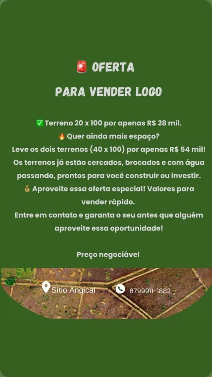Terro a venda no sítio Angical 