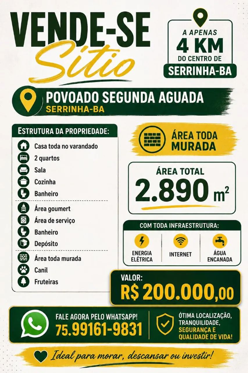 Vendo Chácara em Serrinha BA