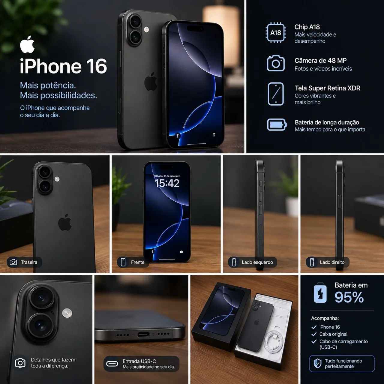 IPHONE 16 PRETO - Foto 2