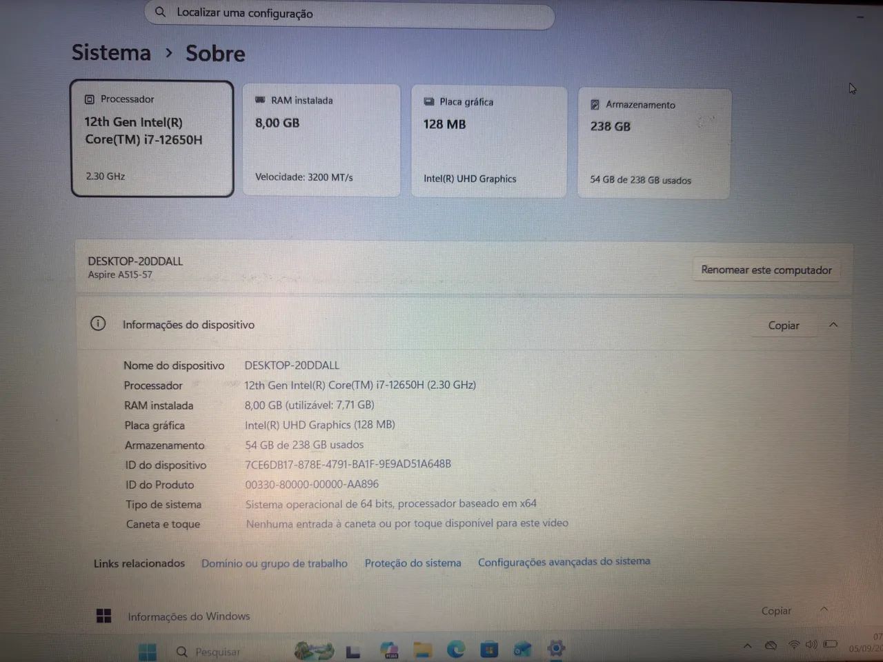 Notebook Acer Aspire 5 i7 12ª geração  - Foto 3