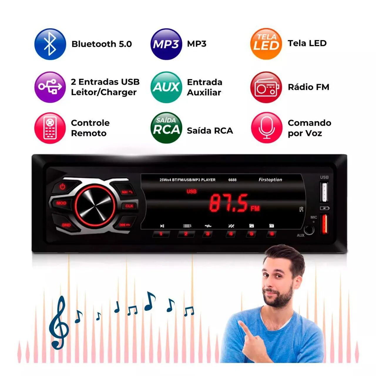 Rádio Bluetooth Carro USB com Garantia  - Foto 2