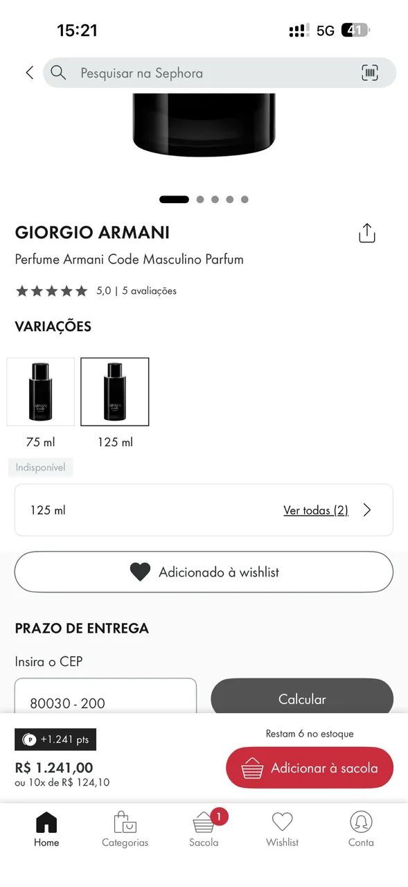 Armani code PARFUM 125 ML original novo. - Foto 2
