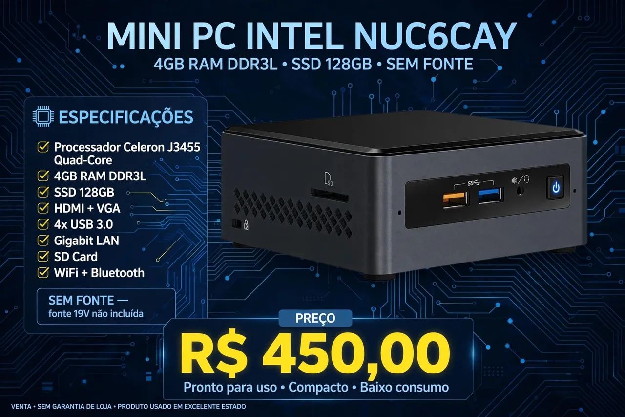 Mini Pc Intel NUC6CAY 
