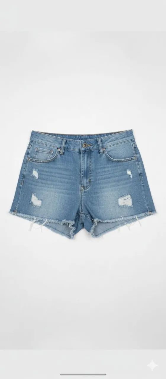 Shorts Jeans Destroyed Feminino - Foto 2