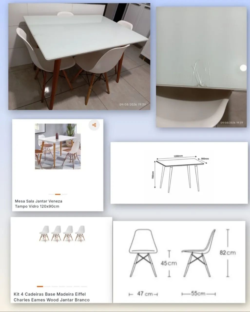 Mesa sala jantar c/4 cadeiras 