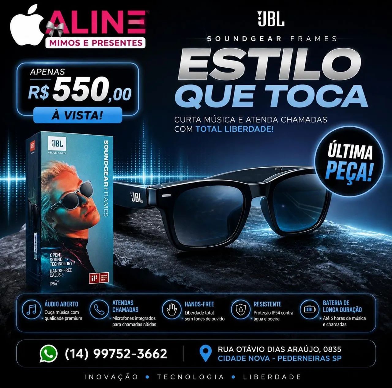 ÓCULOS JBL SOUNDGEAR FRAMES ONIX