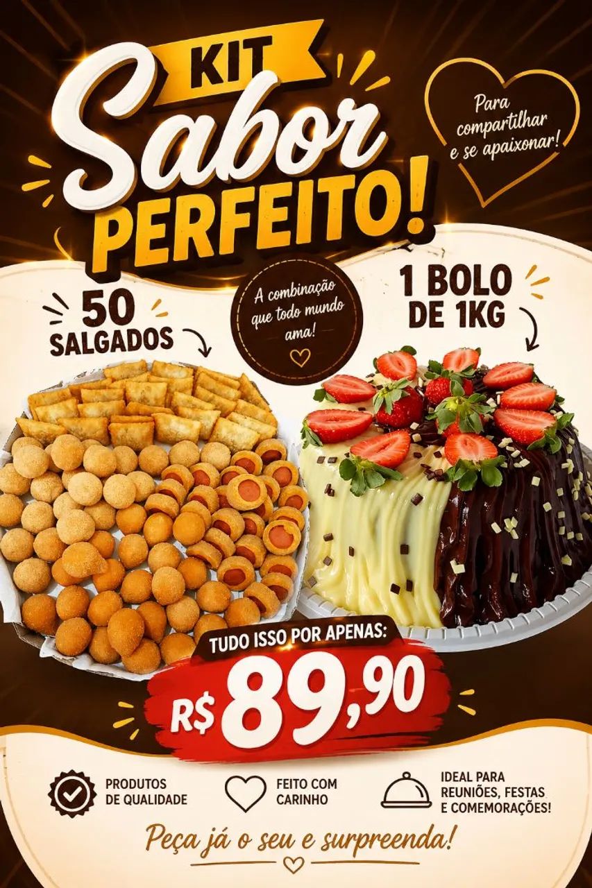 Kit de bolo + salgados 