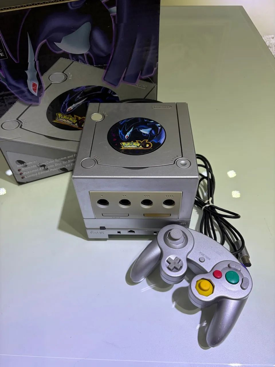 Game Cube Prata com Game Boy Player Pokémon XD