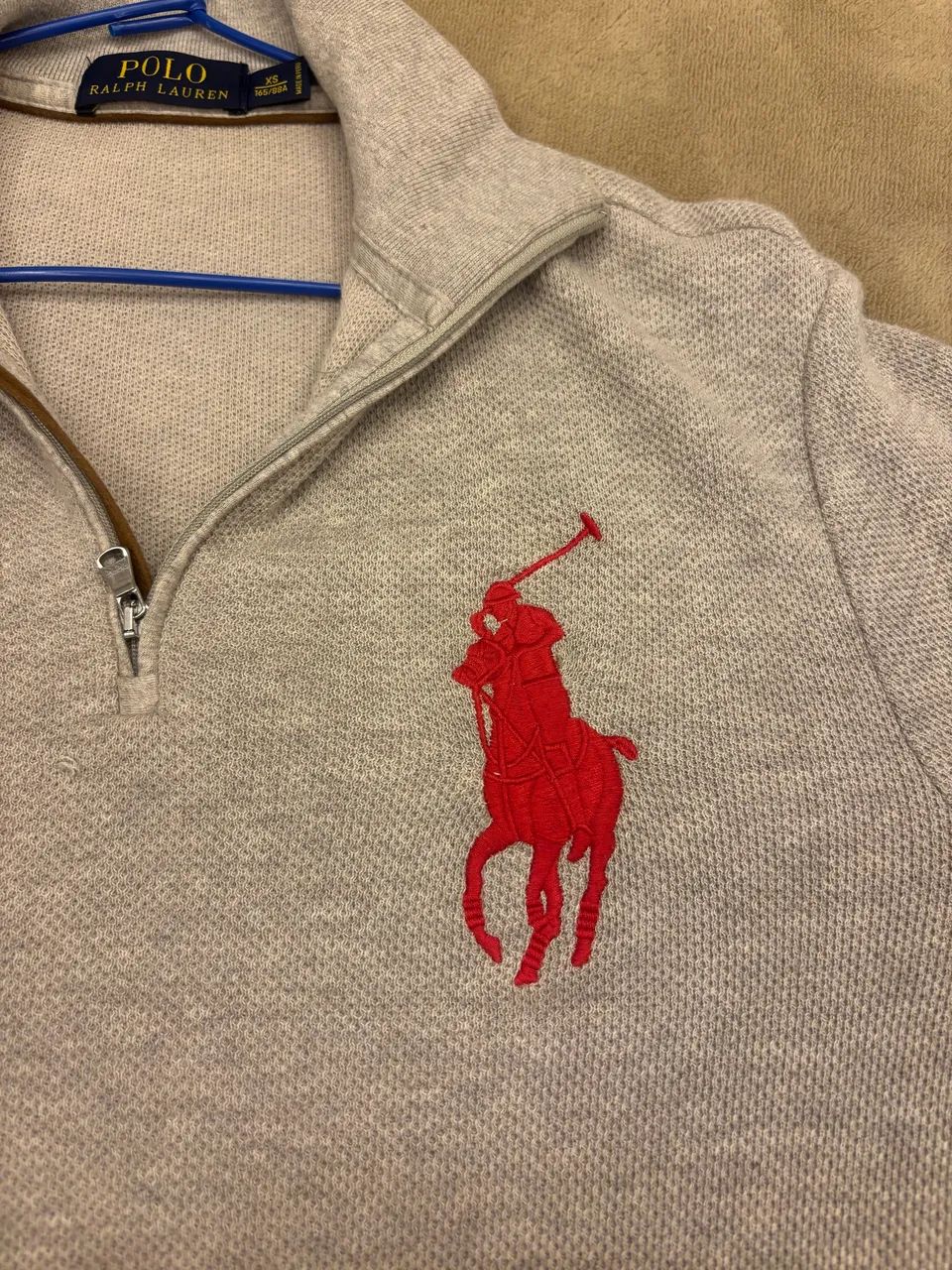 Suéter/ Quarter zip Polo Ralph Lauren Half Zip Big Pony cinza