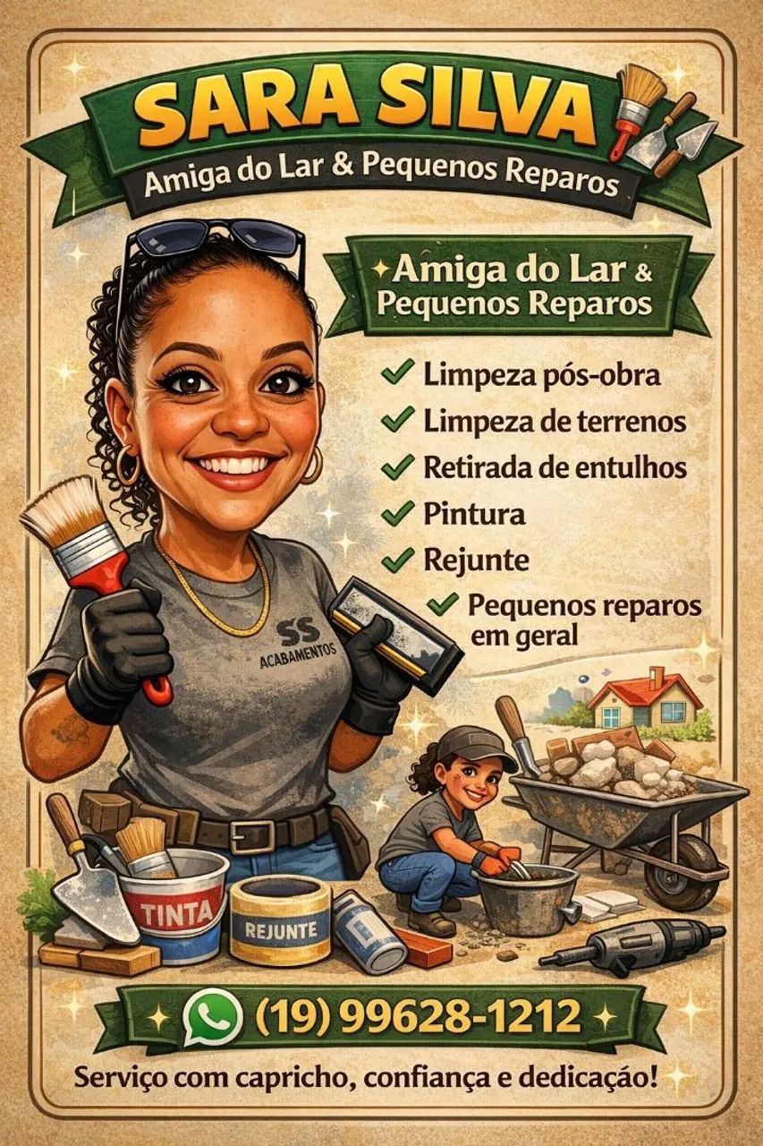 Pequenos reparos, pintura,rejunte e limpeza pós obra 