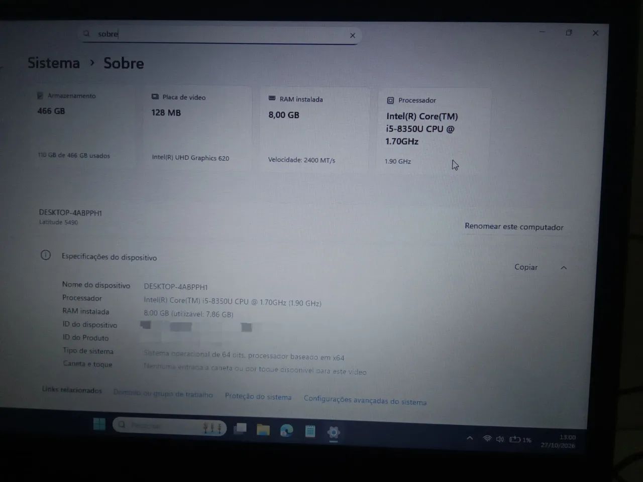 Notebook Dell latitude 5490 8GB de RAM - Foto 2