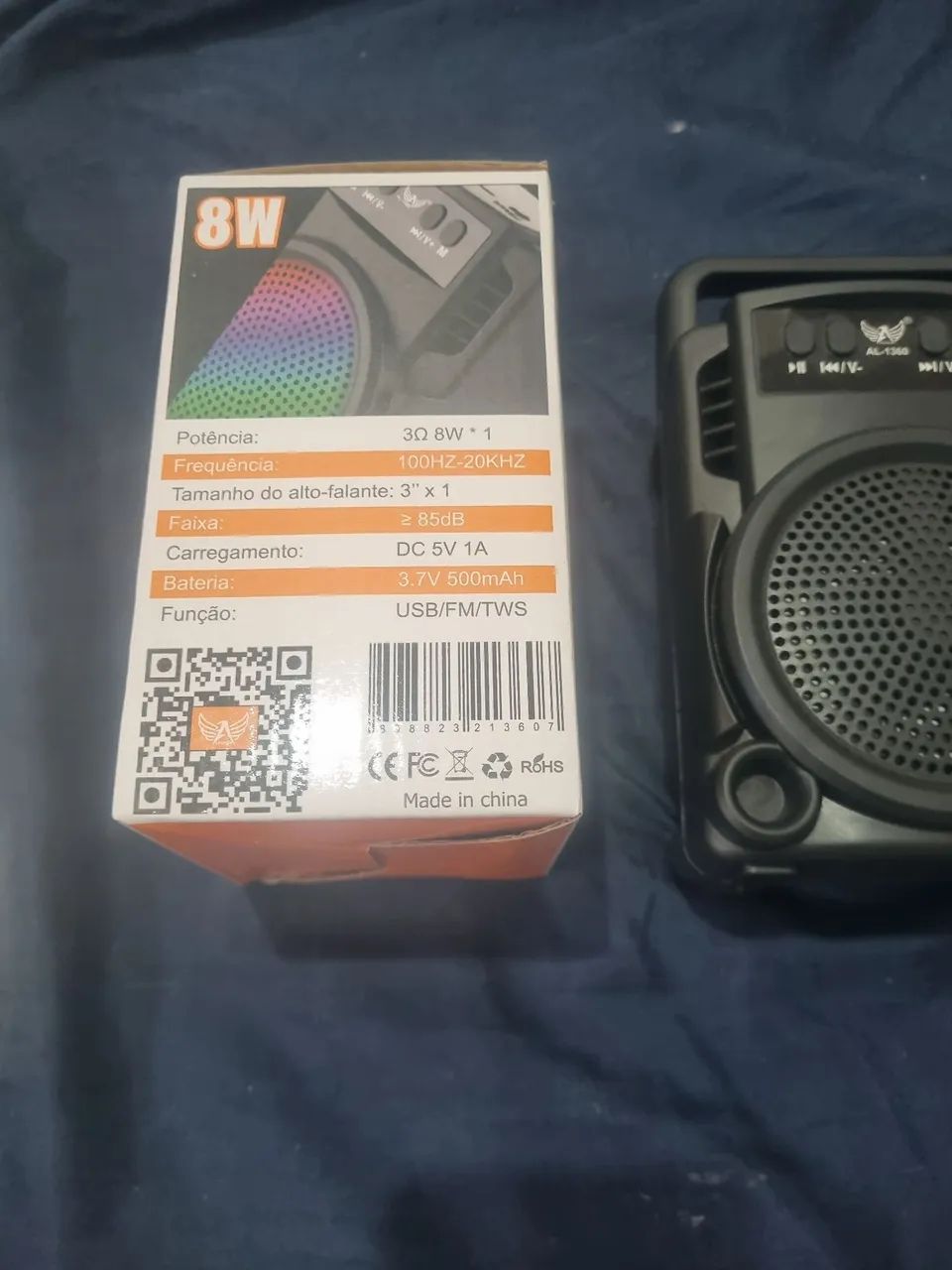 Caixa De Som Portátil Bluetooth 5.0 8W com LED e Karaokê - Foto 2
