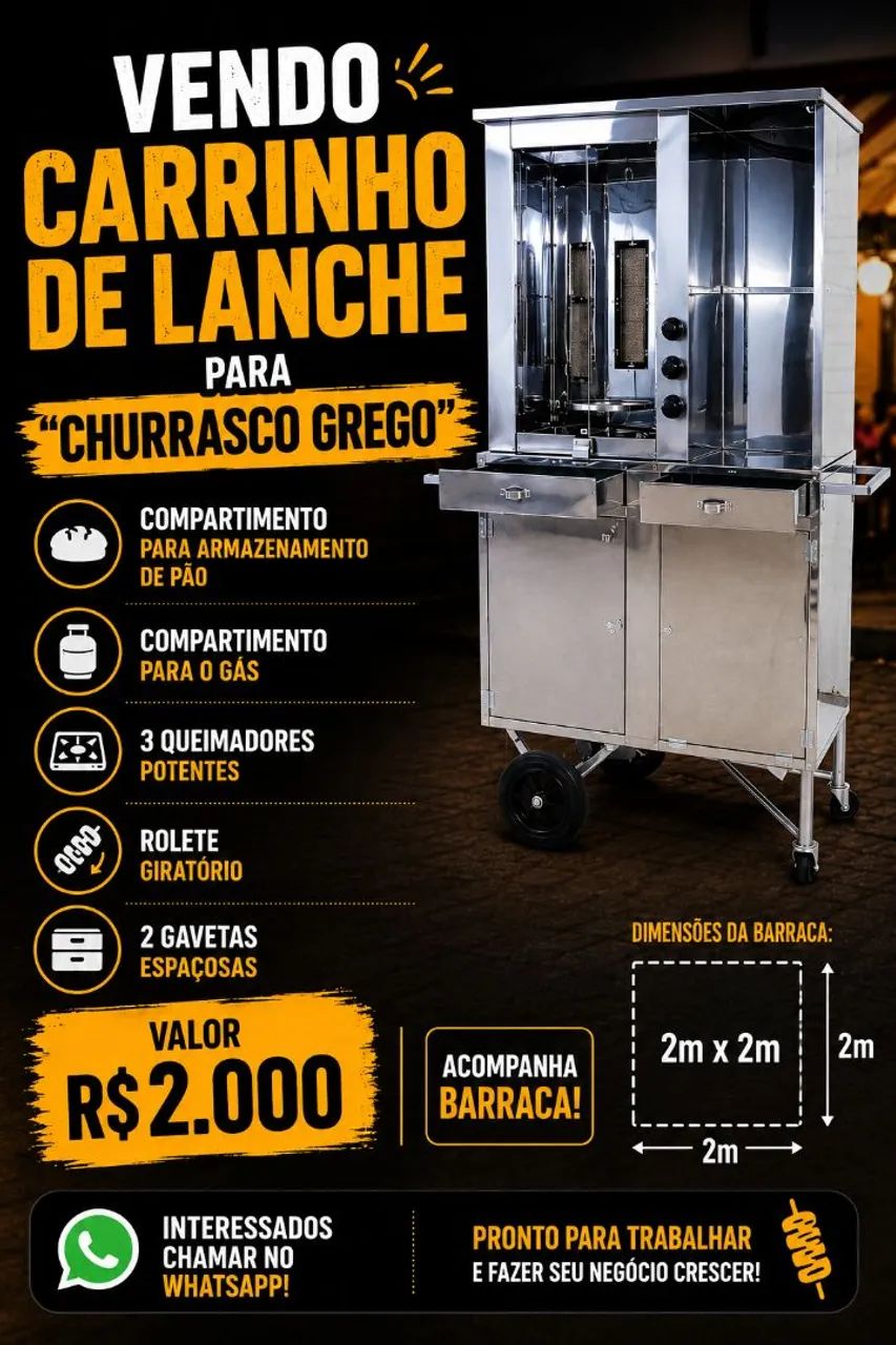 Carrinho de churrasco grego lanche