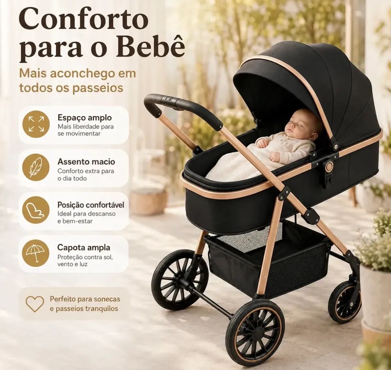 Carrinho de Bebê Moisés Preto - Confortável e Sofisticado