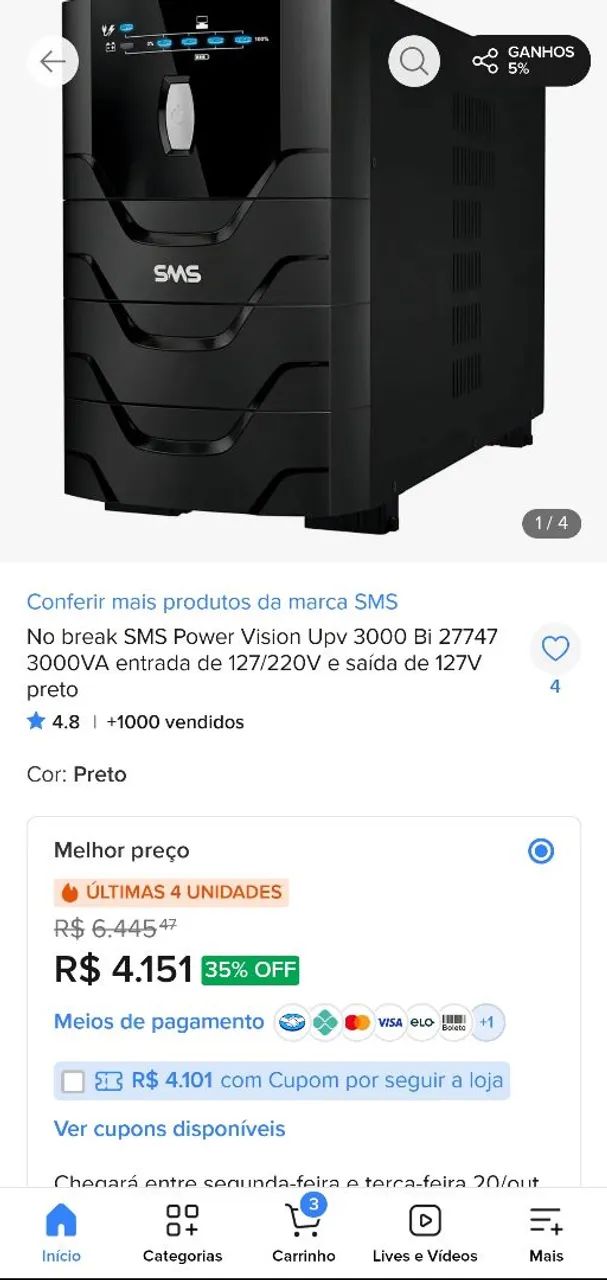 NOBREACK SMS 3000VA - Foto 2
