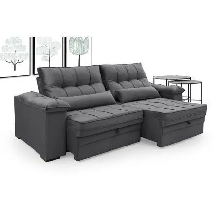 Sofa Tokio Retratil Reclinavel 2,50 - Chumbo
