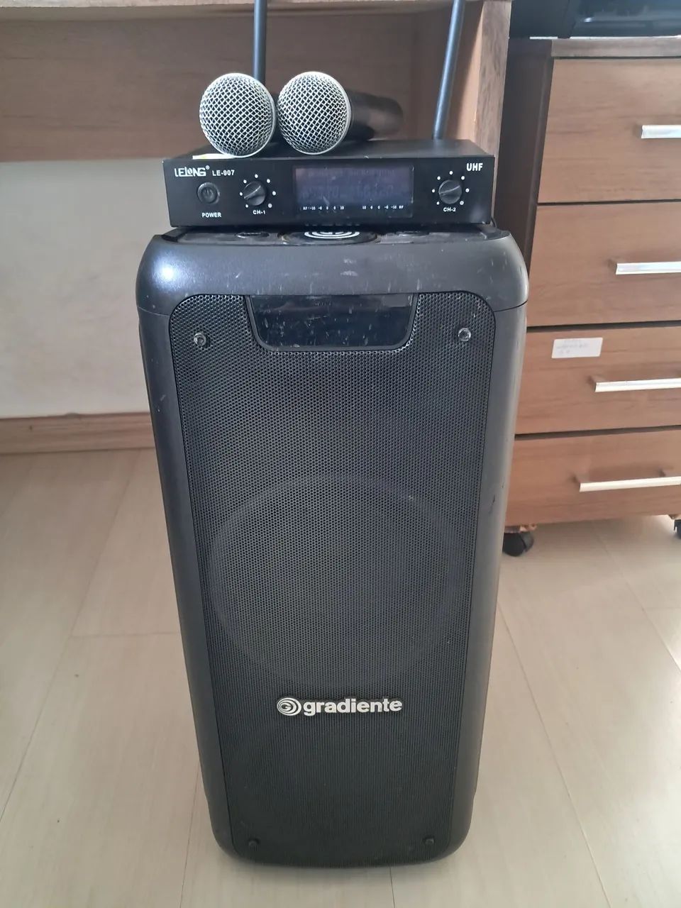 Conj caixa gradiente e microfone sem fio