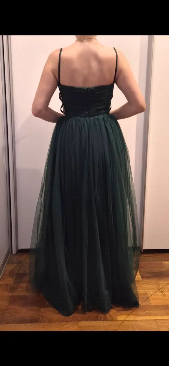 Vestido longo, estilo princesa de tule verde. IMPECÁVEL!  - Foto 2