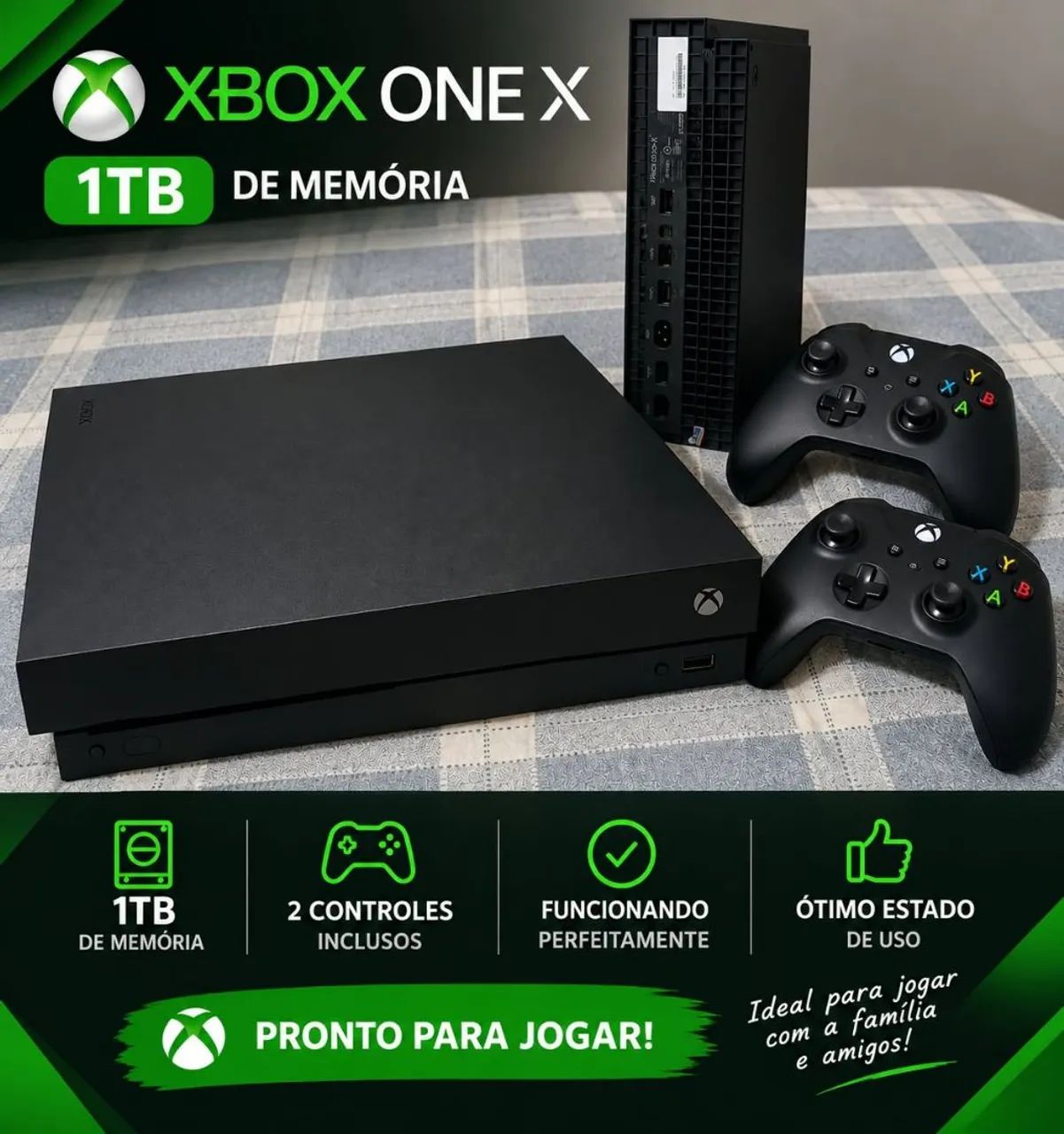 Xbox onex 1TB de memória + 2 controles 