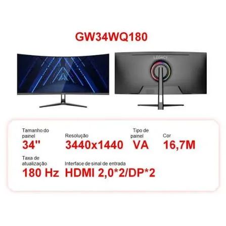 Monitor ultrawide 34 polegadas curvo Legacy - Foto 4