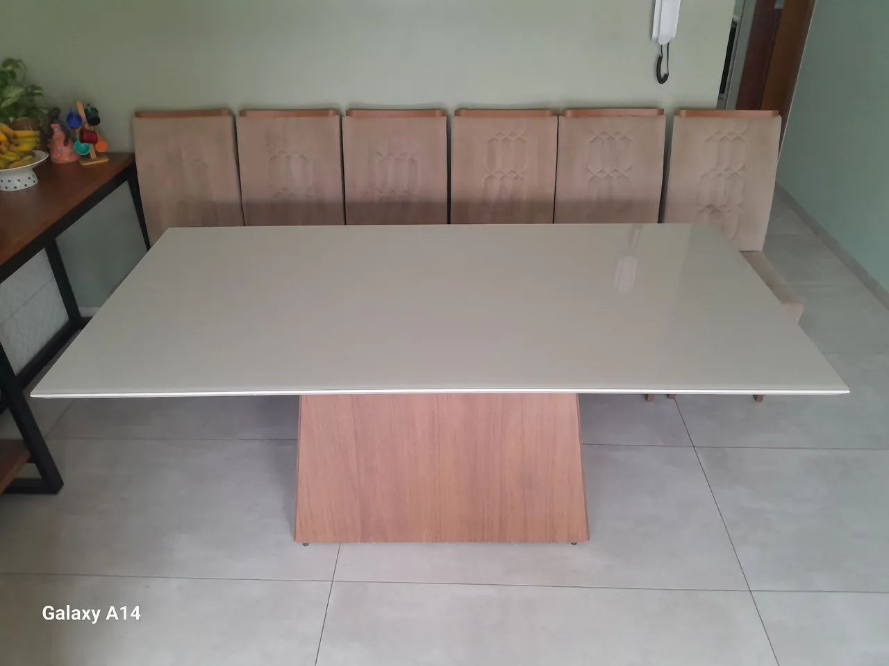 MESA DE JANTAR (90X81X180)CM COM TAMPO DE VIDRO 30MM RETANGULAR E 6 CADEIRAS ACOLCHOADAS - Foto 4