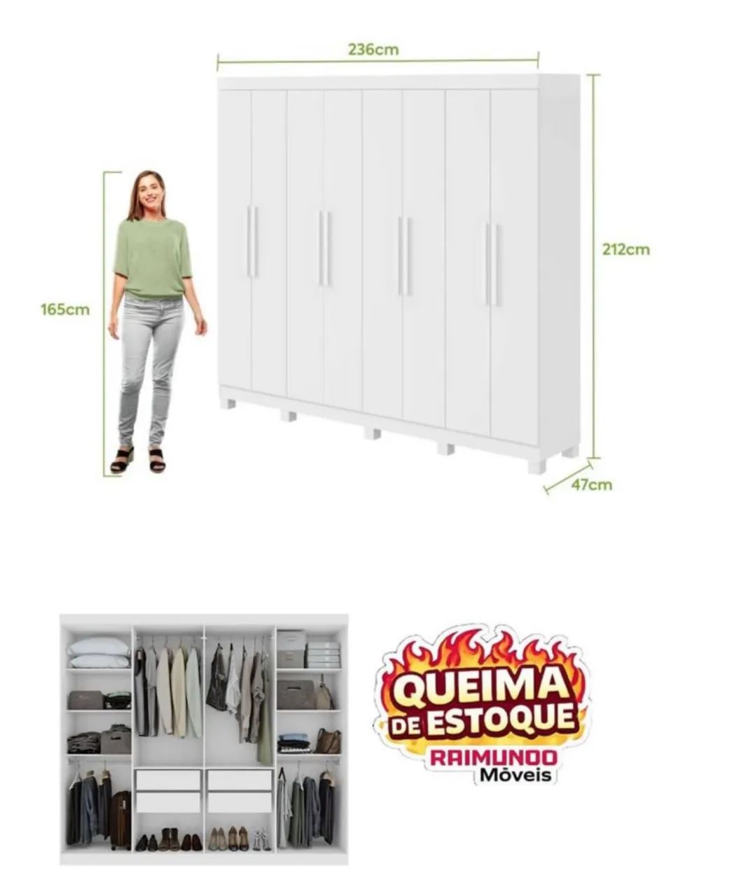 Selling 8-Door Wardrobe, Used for Only 2 Months