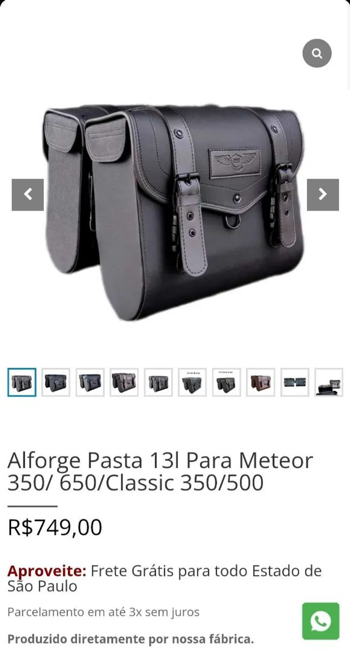Par de Alforjes B.M Bolsas para Moto - Estilo Custom - Preto - Foto 5
