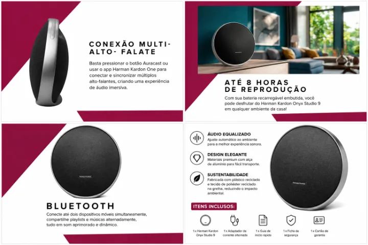 HARMAN KARDON ONYX STUDIO 9 - CAIXA DE SOM BLUETOOTH PREMIUM