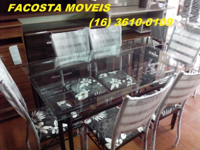 Mesa de jantar com 6 cadeira fabrica facosta moveis so 10 x 148,00 - Foto 3