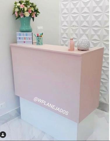 Balcão Recepção Rosa com Branco - Valor para Retirar