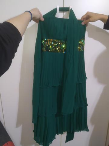 Vestido EXCLUSIVO verde escuro + echarpe - Foto 5