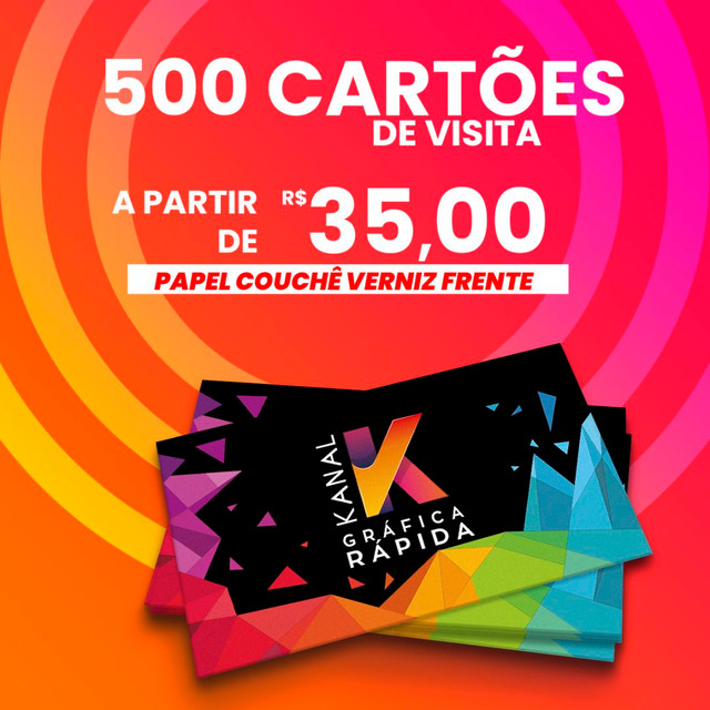500 cartões de visita verniz total frente