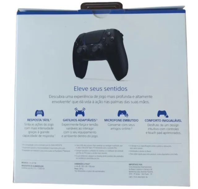 Controle PS5 Dualsense Midnight Black, Gatilhos Adaptáveis