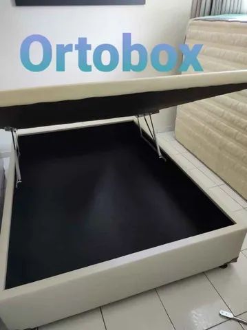 Cama box Baú Casal inteiro no suede e no corino - Foto 2