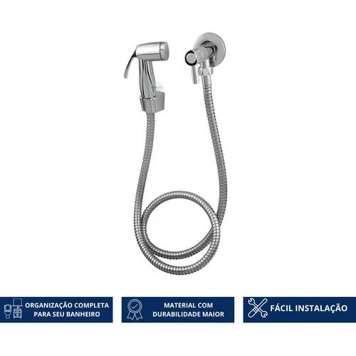 Kit Ducha Higienica Cromada Abs Com Registro 1/4 Volta Em Metal Linha Cromada Metal