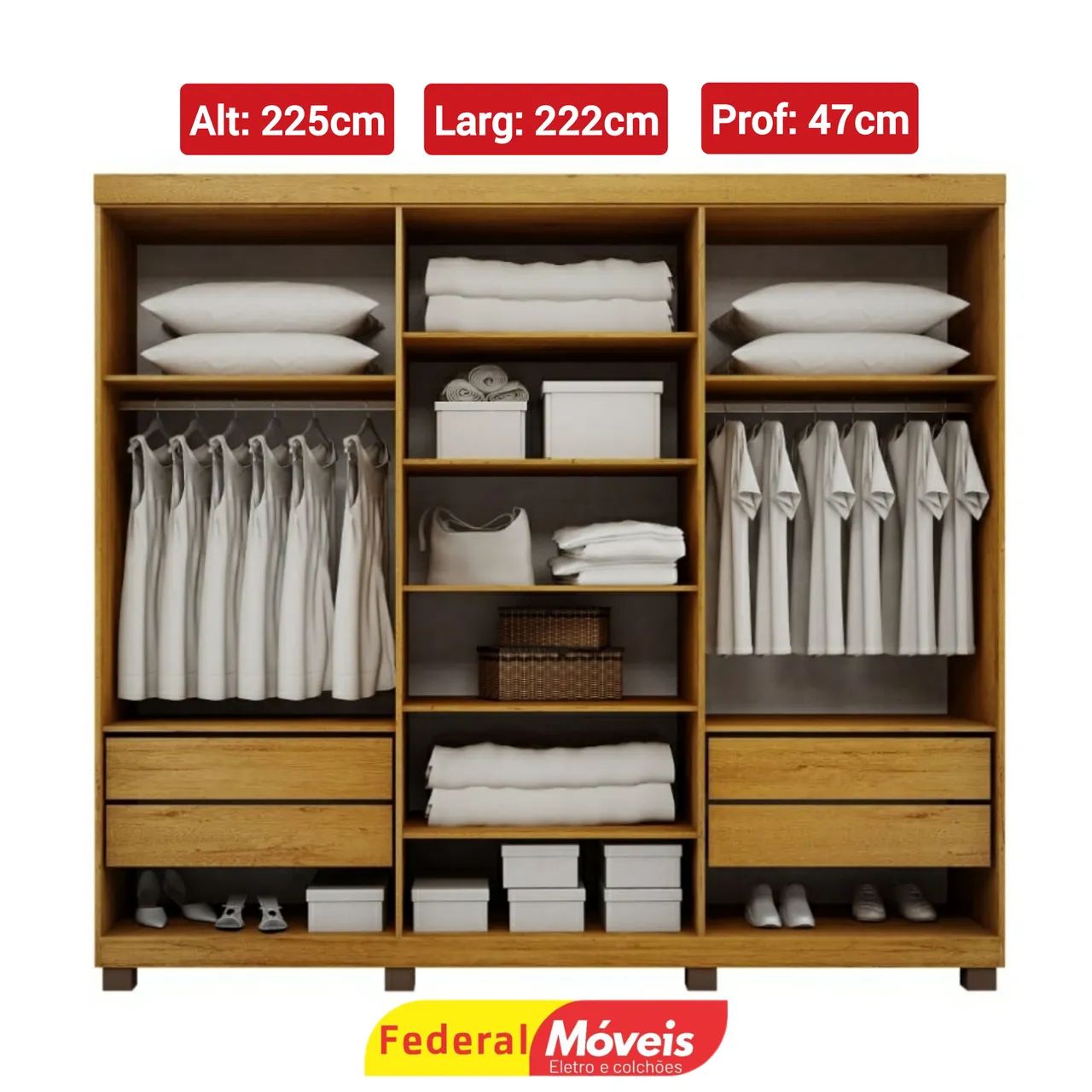 Guarda Roupa 6 Portas e 4 Gavetas Novo 100%MDF Pronta Entrega  - Foto 2
