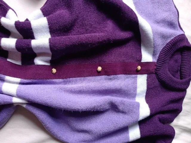 Blusa de lã roxo e branco tamanho G em ótimo estado - Foto 2