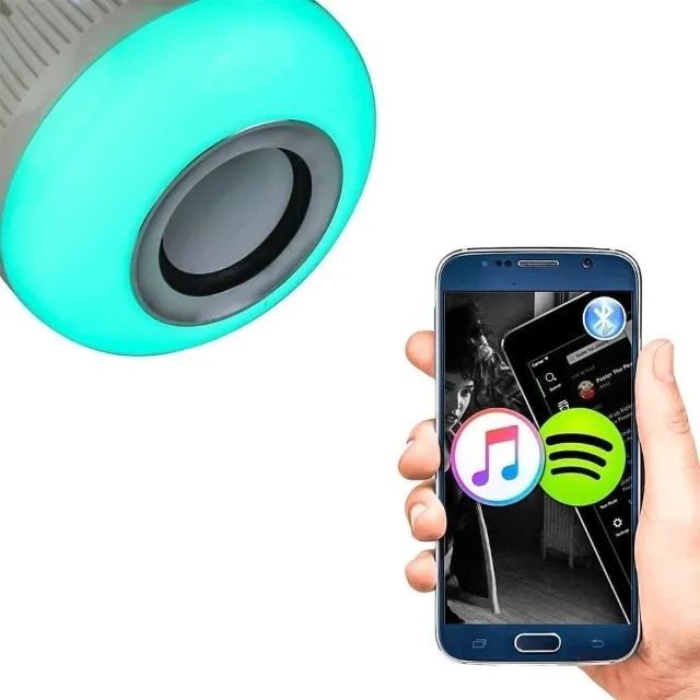 Lâmpada Led Bulbo 12w Rgb Controle Bluetooth Mp3 Toca Música - Foto 2