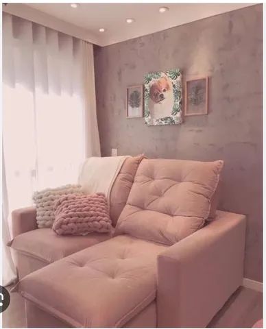 Sofá em linho rosê 